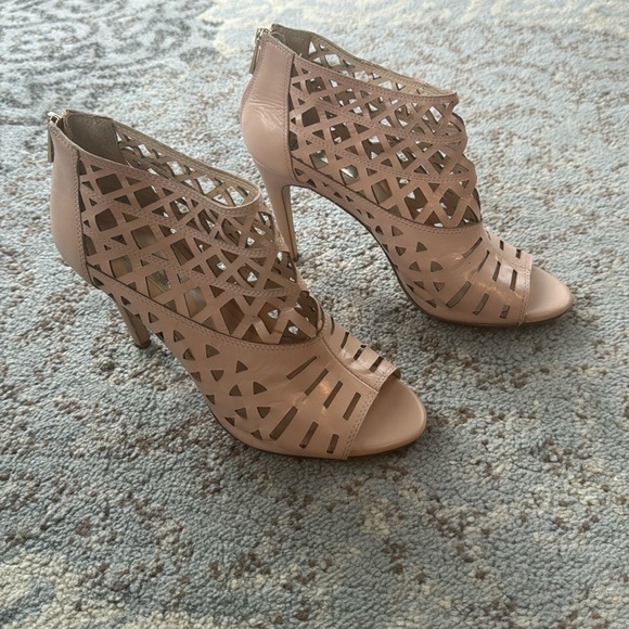 INC International Concepts Leather Rammee Open Toe Booties Sandals Pink 10 - Picture 2 of 9